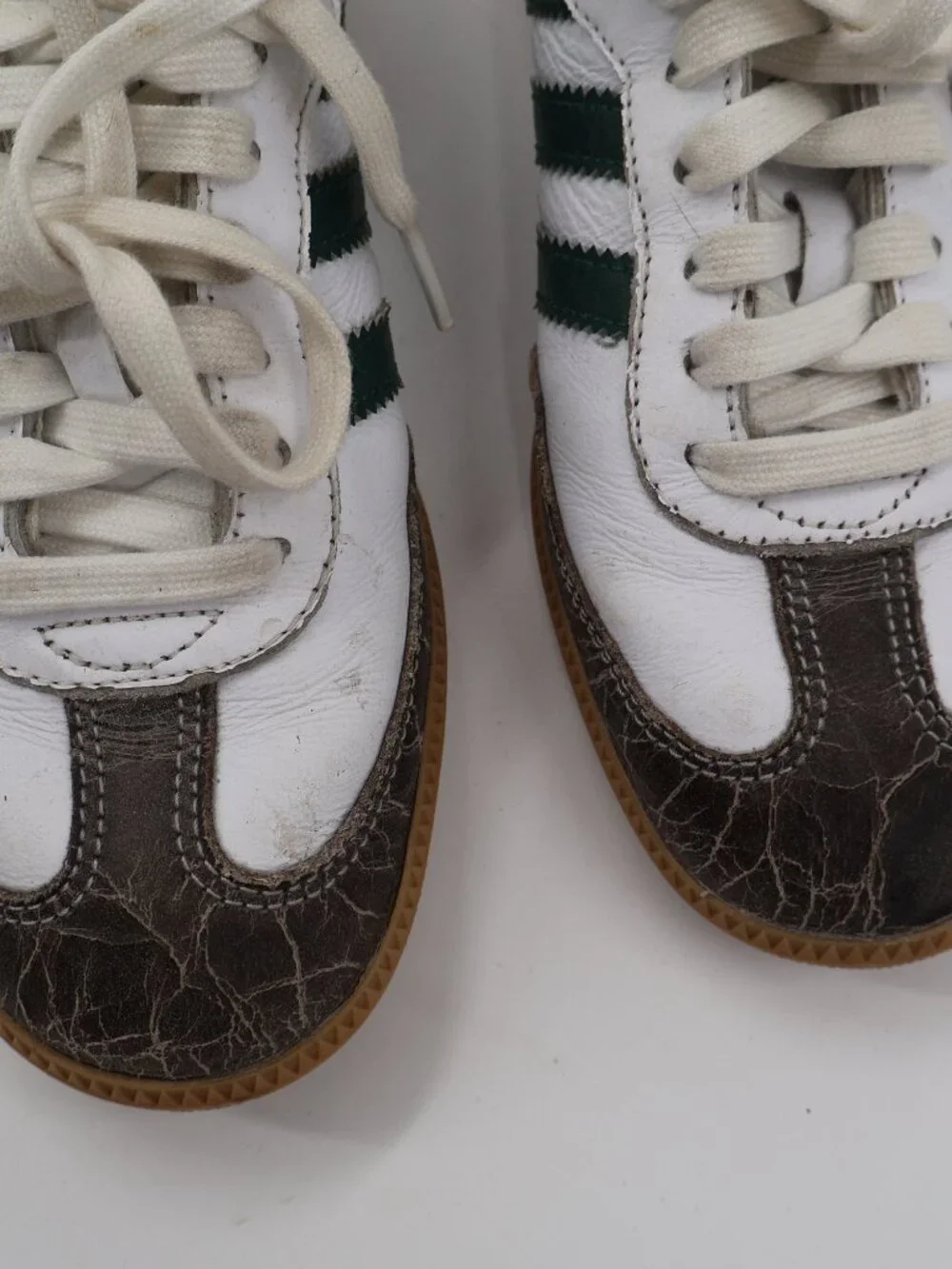 Adidas Samba Sneakers Mens 7.5 White‎ Green Gum Cracked Leather JI2724